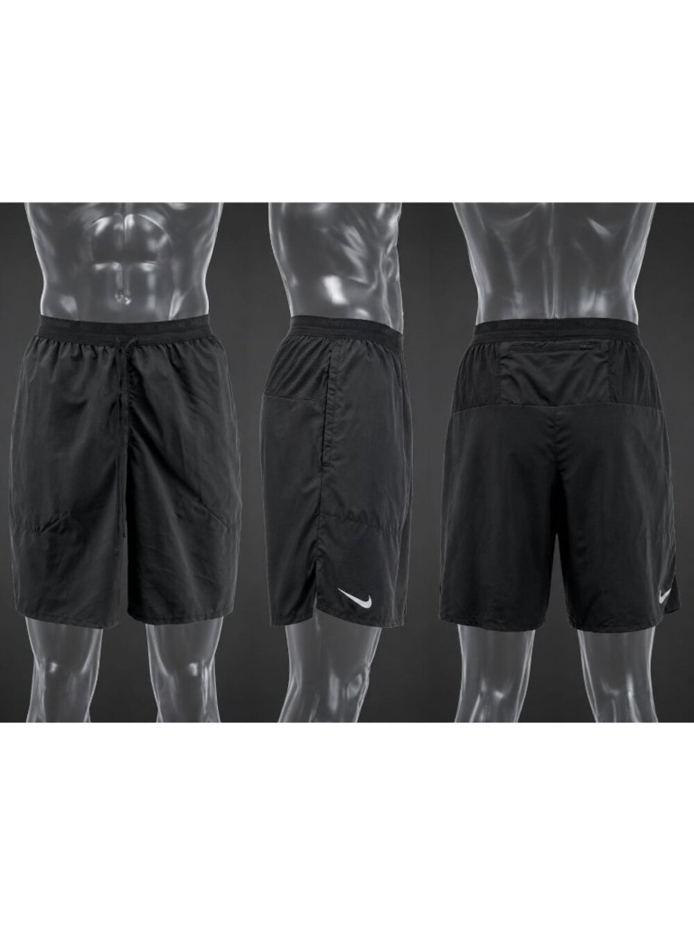 NIKE Men's Dri-Fit Running Shorts Black Polyester Spandex Wicking Size XXL